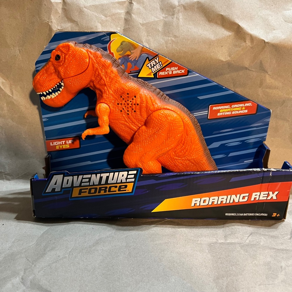 Adventure Force Roaring Rex Dinosaur Toy Orange Light Up Eyes Sound Effects NEW‎